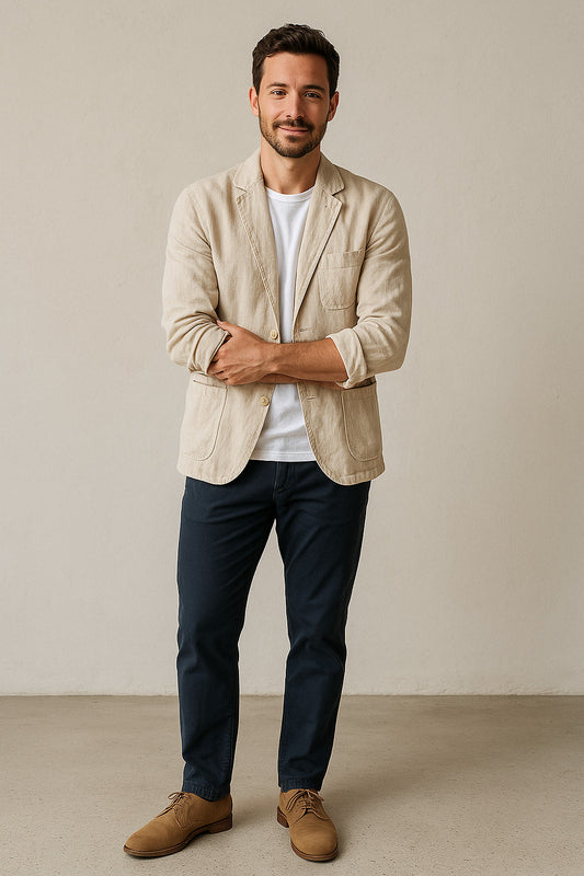 Blazer Herren – Leicht & ungefüttert mit Revers & 2-Knopf-Design