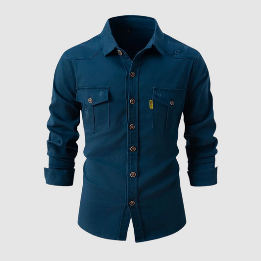 Bodhi Men's Cotton Shirt | Long Sleeve Shirt with Turn-Down Collar for Stylish Casual Looks