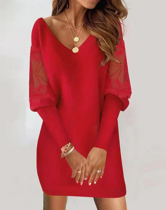 Celia – Women's Patchwork Dress with Long Sleeves – Stylish, Unique & Comfortable
