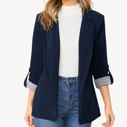 Women's Blazer Jacket – Casual 3/4 Sleeve Transitional Jacket in Modern Style