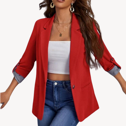 Women's Blazer Jacket – Casual 3/4 Sleeve Transitional Jacket in Modern Style