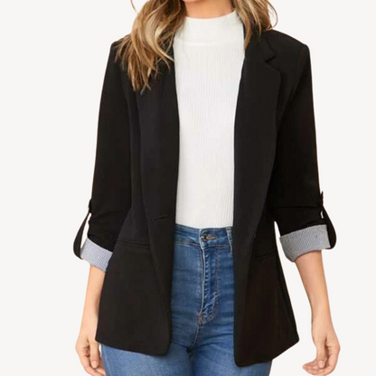 Women's Blazer Jacket – Casual 3/4 Sleeve Transitional Jacket in Modern Style