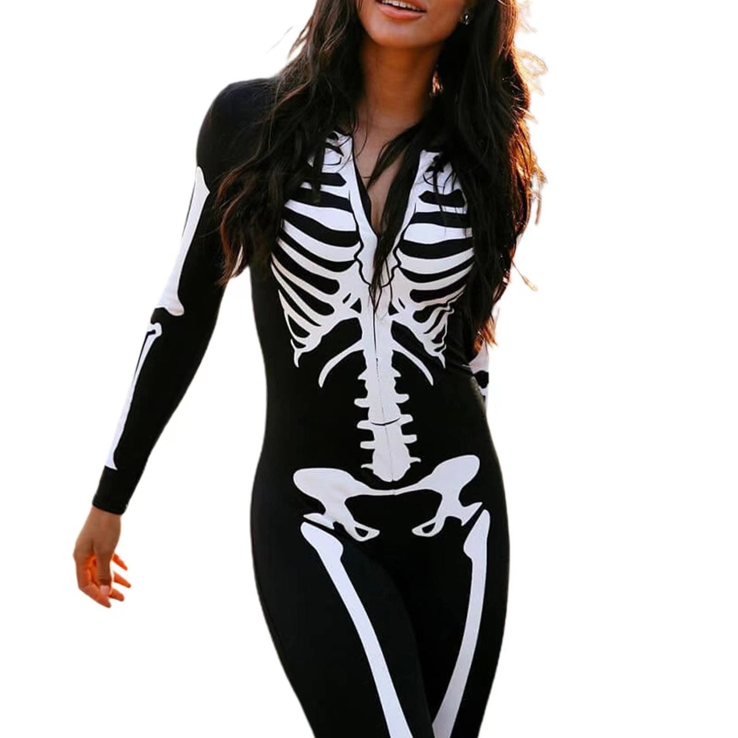 Damen Halloween Kostüm – Kleid mit Skelettdruck