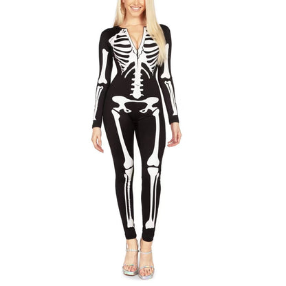 Damen Halloween Kostüm – Kleid mit Skelettdruck