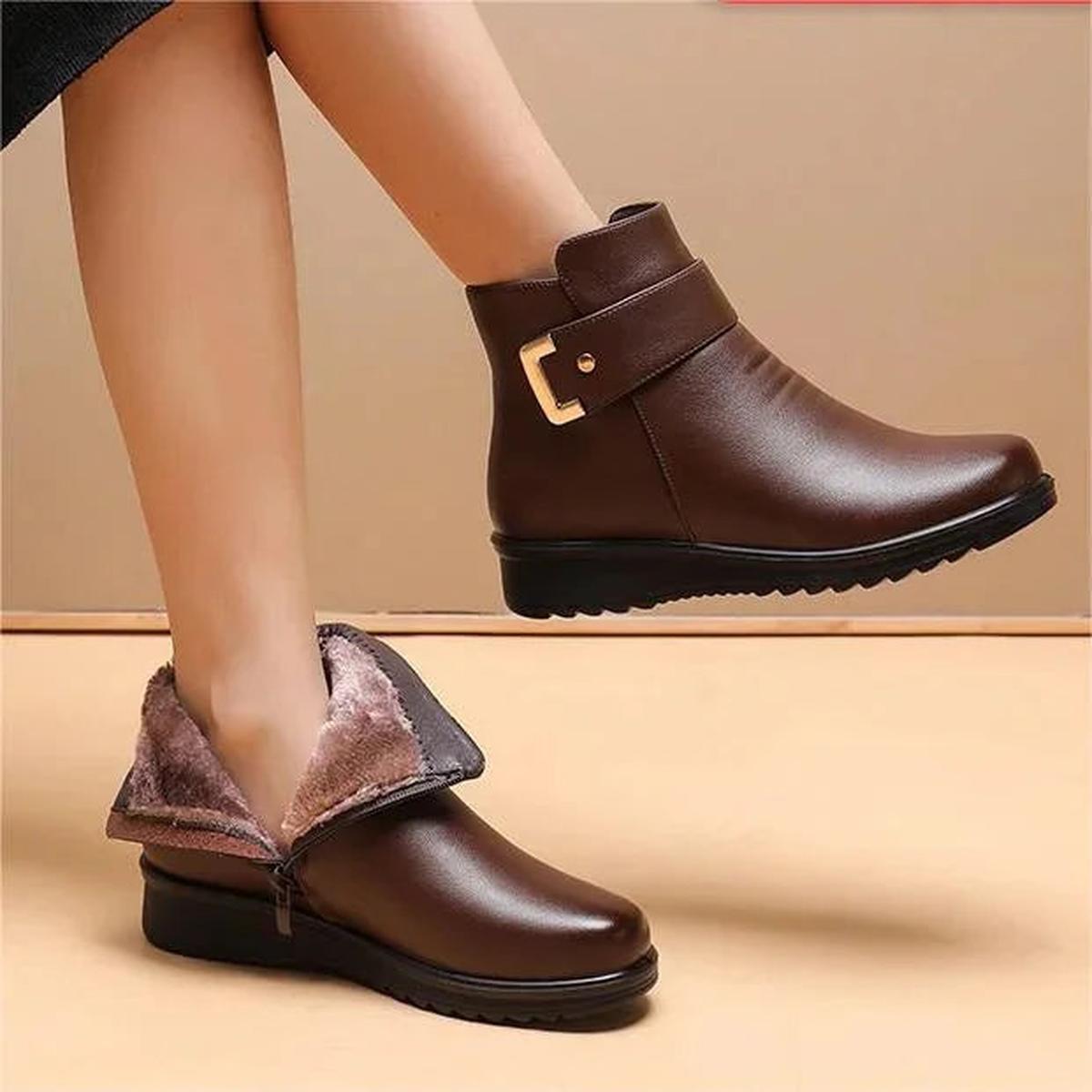 Damen Lederstiefel – Warm Gefüttert mit Wolle für Komfort & Stil