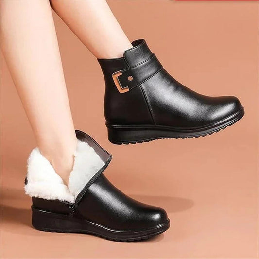 Damen Lederstiefel – Warm Gefüttert mit Wolle für Komfort & Stil