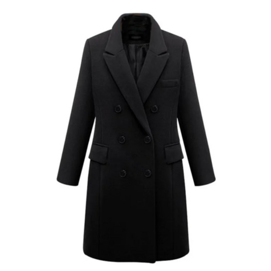 Damen Mantel Doppelreihig Lang – Mit Reverskragen für Smart Casual & Formal
