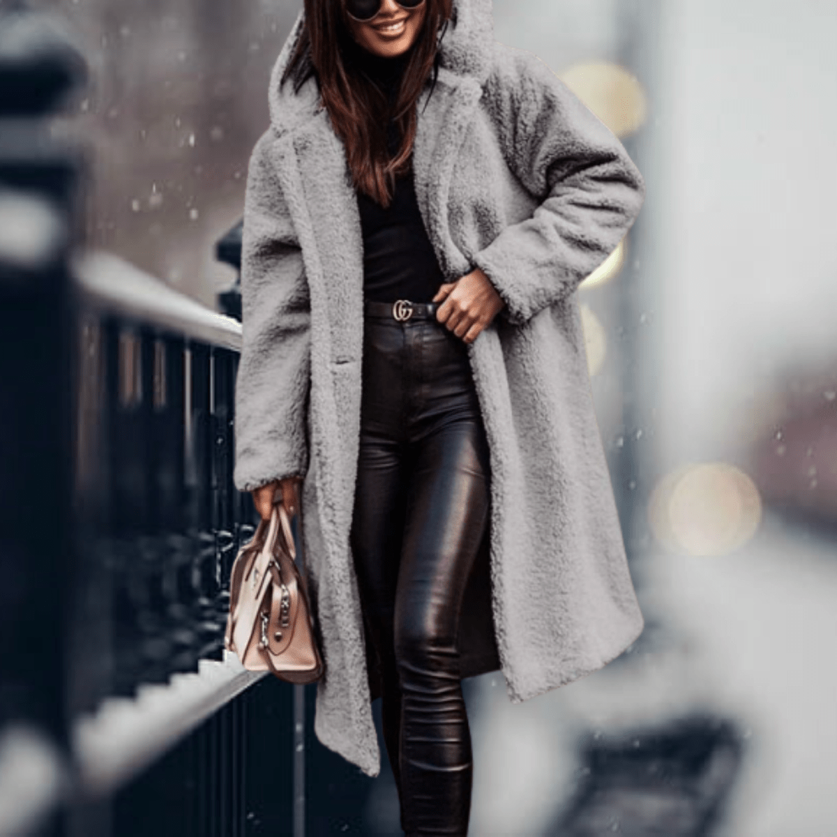 Damen Mantel mit Kapuze – Kunstfell & Eleganter Winterstil