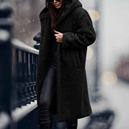 Damen Mantel mit Kapuze – Kunstfell & Eleganter Winterstil