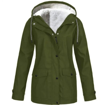 Damen Outdoorjacke mit Kapuze – Wasserdicht, Winddicht & Fleecefutter