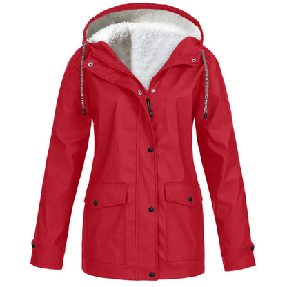 Damen Outdoorjacke mit Kapuze – Wasserdicht, Winddicht & Fleecefutter