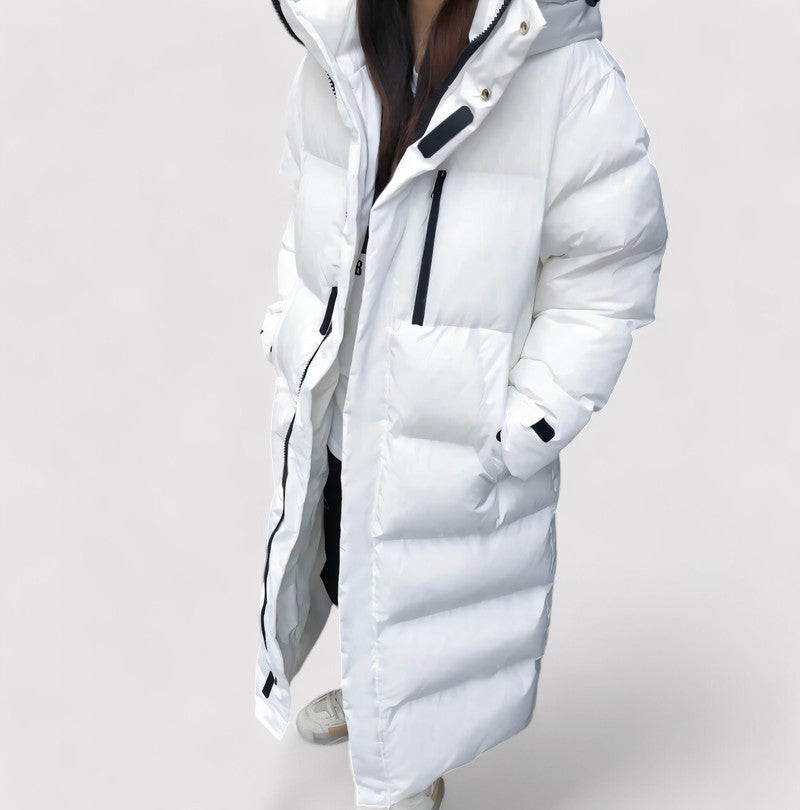 Women's Parka – Long Quilted Coat Black with Hood & Waterproof