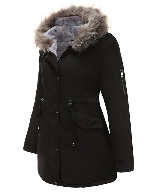 Damen Parka mit Kapuze – Warm Gefüttert mit Sherpa-Innenfutter