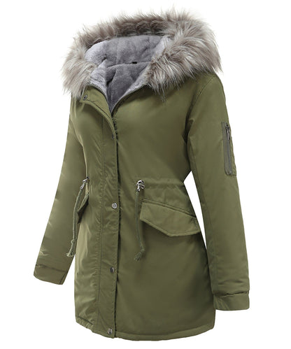 Damen Parka mit Kapuze – Warm Gefüttert mit Sherpa-Innenfutter