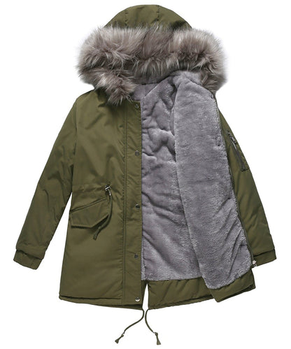 Damen Parka mit Kapuze – Warm Gefüttert mit Sherpa-Innenfutter