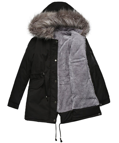 Damen Parka mit Kapuze – Warm Gefüttert mit Sherpa-Innenfutter