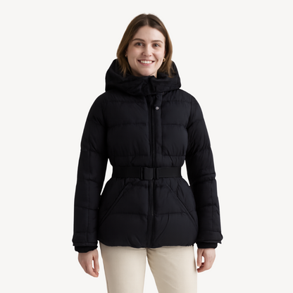 Women's puffer jacket with belt – Warm quilted jacket for winter