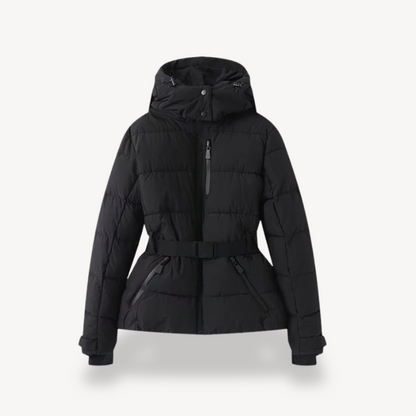 Women's puffer jacket with belt – Warm quilted jacket for winter