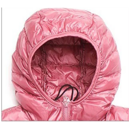 Women's ultralight puffer jacket with hood – foldable quilted jacket for travel