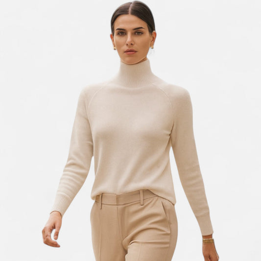 Women's sweater made of merino wool and cashmere – stand-up collar