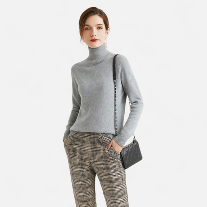 Damen Pullover aus Merinowolle und Kaschmir – Stehkragen