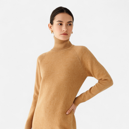 Damen Pullover aus Merinowolle und Kaschmir – Stehkragen