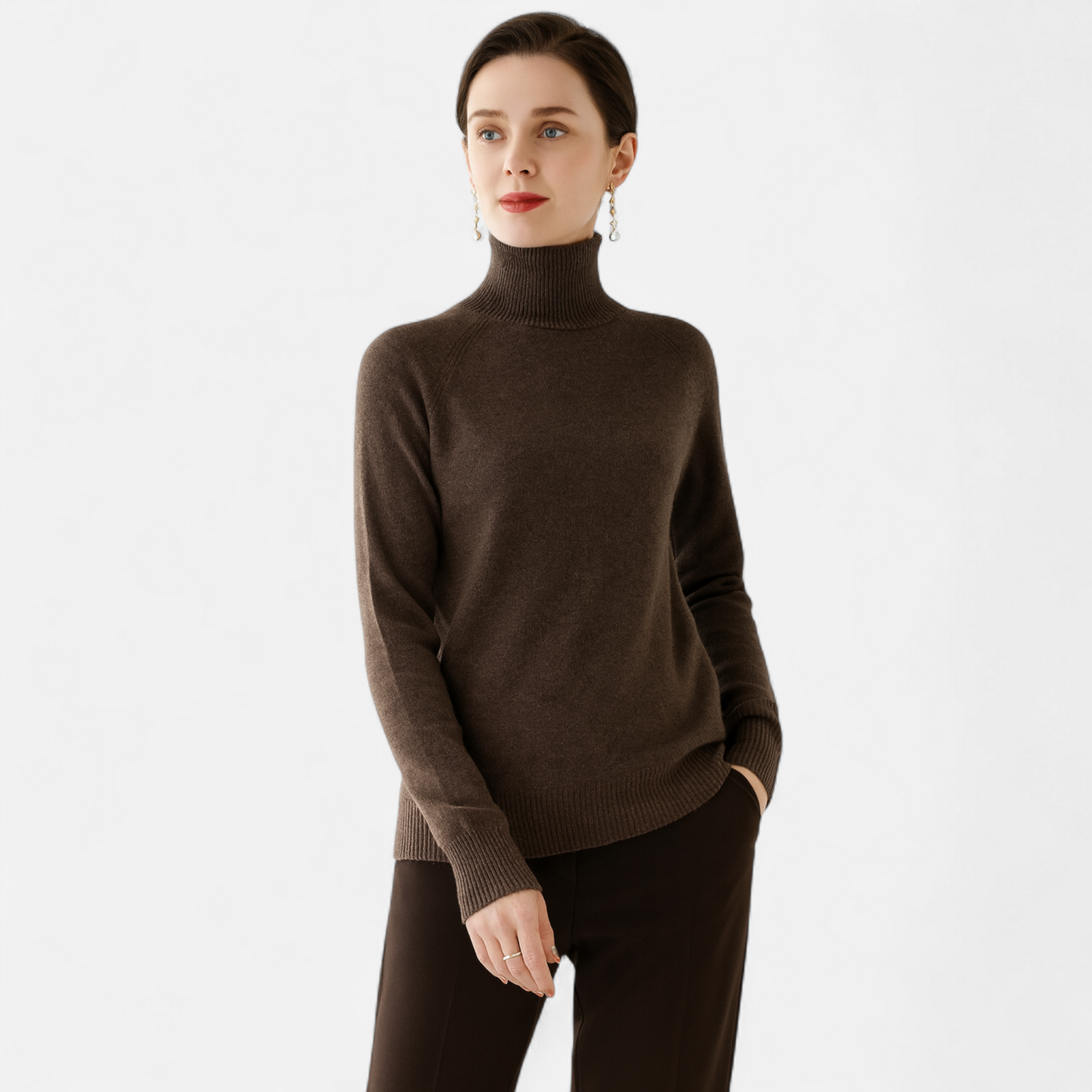Damen Pullover aus Merinowolle und Kaschmir – Stehkragen