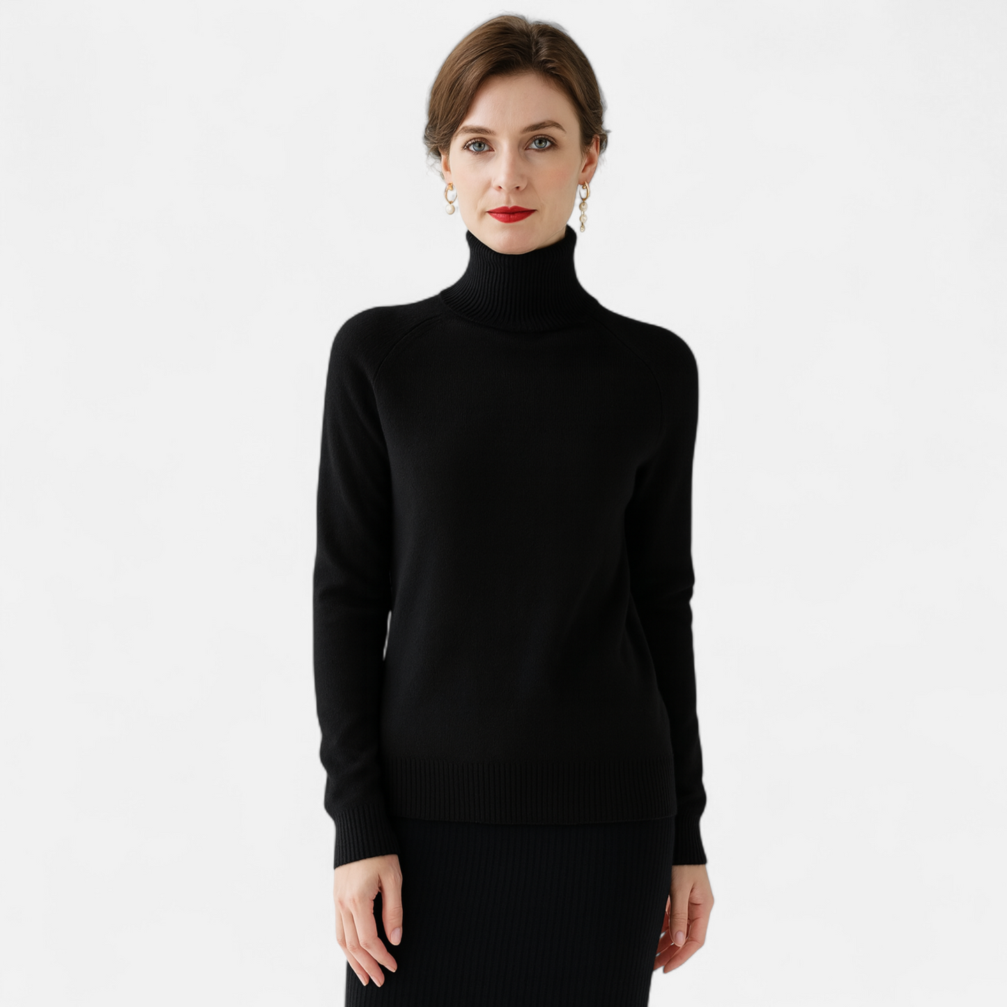 Damen Pullover aus Merinowolle und Kaschmir – Stehkragen