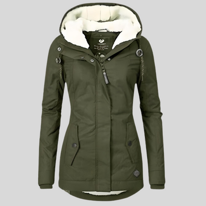 Women's rain jacket with hood – waterproof & extended hem