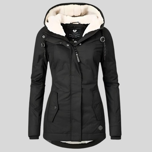 Women's rain jacket with hood – waterproof & extended hem