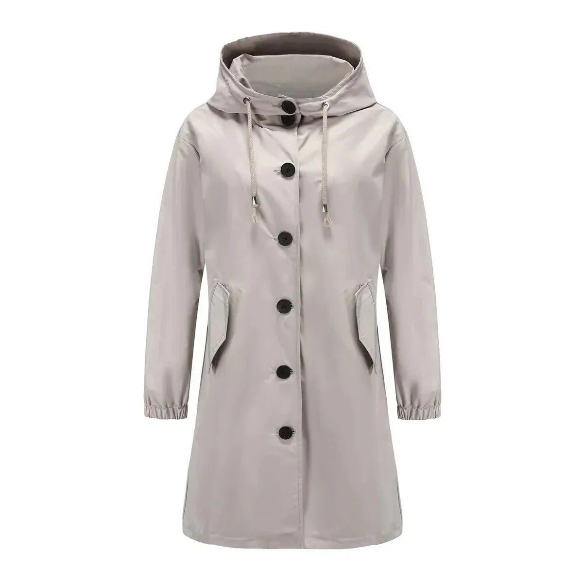 Damen Regenmantel mit Kapuze – Wasserdicht im Trenchcoat-Stil