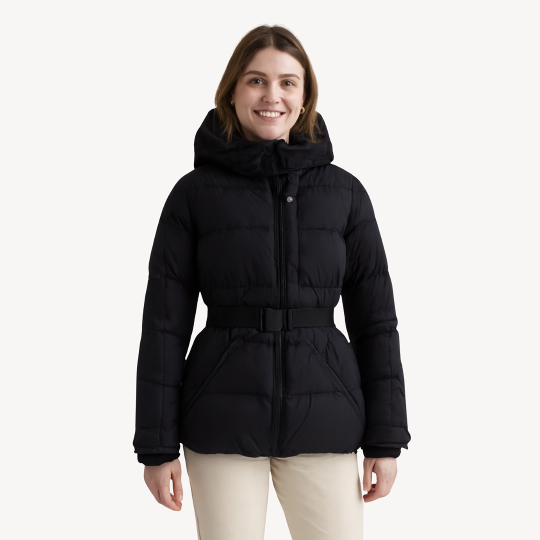 Damen Steppjacke mit Gürtel – Taillierte Winterjacke