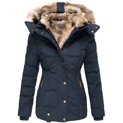 Women's quilted jacket with hood – slim fit design