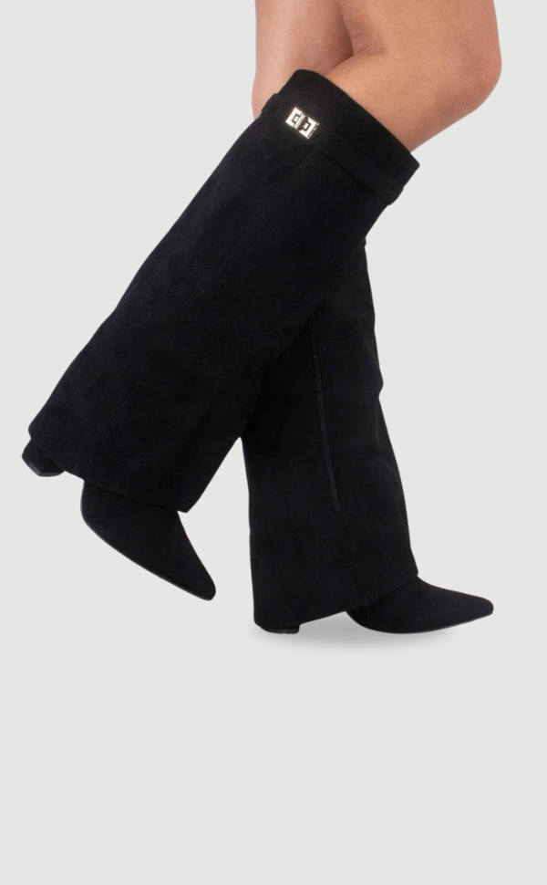 Damen Stiefel – Kniehoch mit weitem Schaft & Blockabsatz