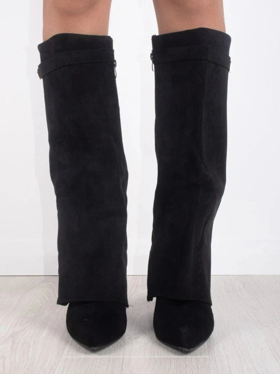 Damen Stiefel – Kniehoch mit weitem Schaft & Blockabsatz