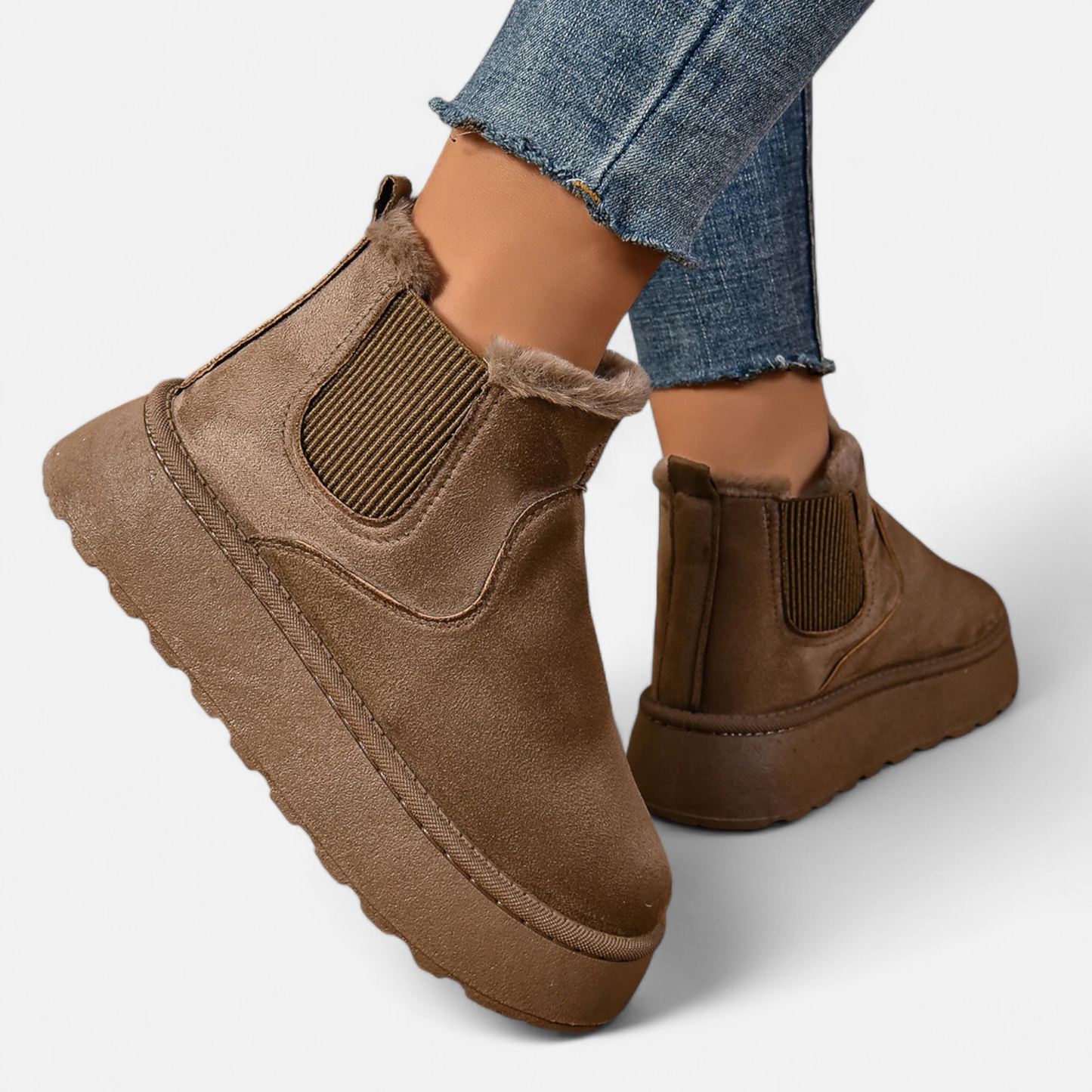 Damen Stiefeletten mit Plateau – Kurz und Weich Gefüttert