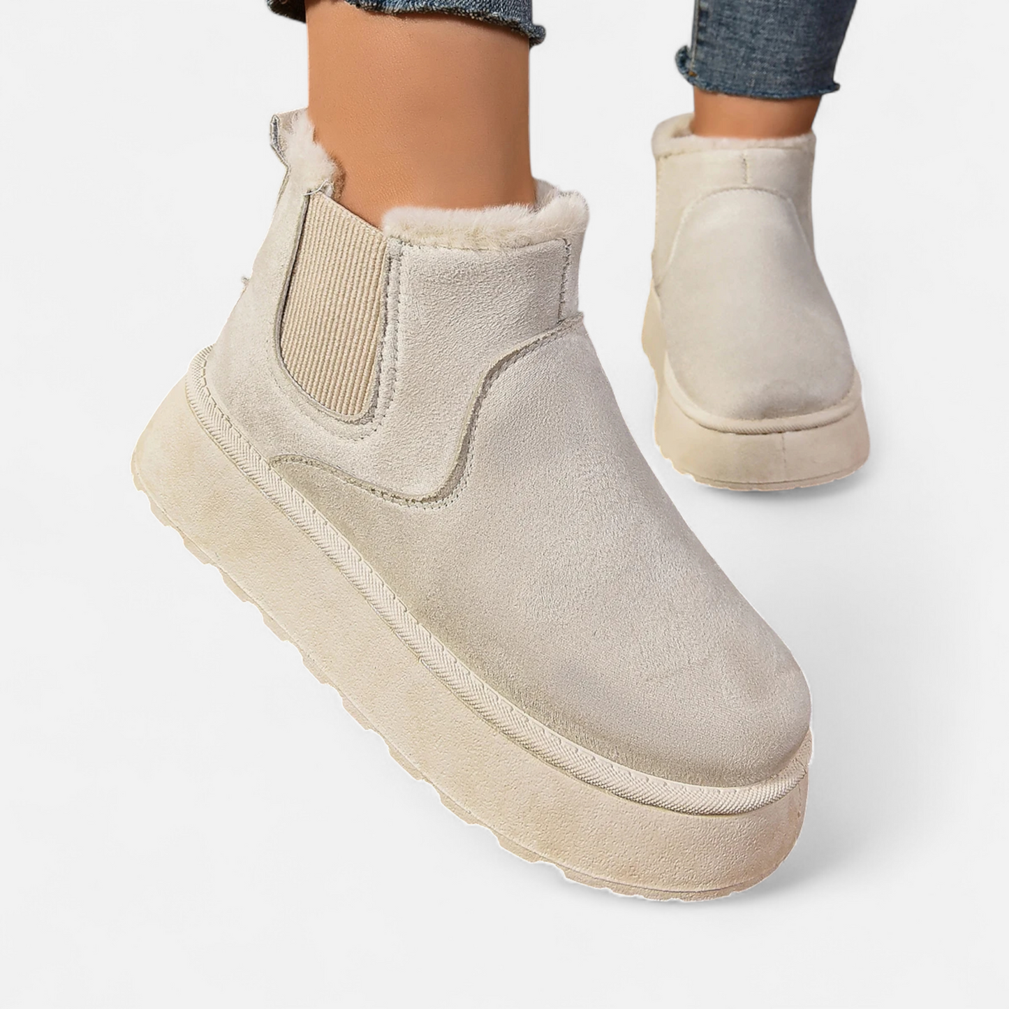 Damen Stiefeletten mit Plateau – Kurz und Weich Gefüttert