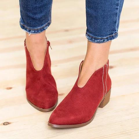 Women's ankle boots V-neck – fashionable & comfortable for all seasons