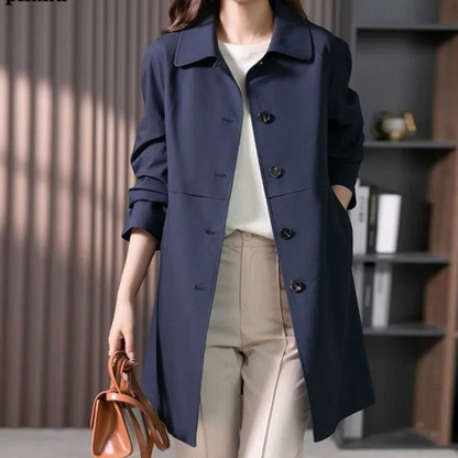 Women's short trench coat – stylish one-button coat in elegant design