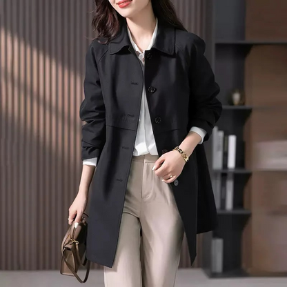 Women's short trench coat – stylish one-button coat in elegant design