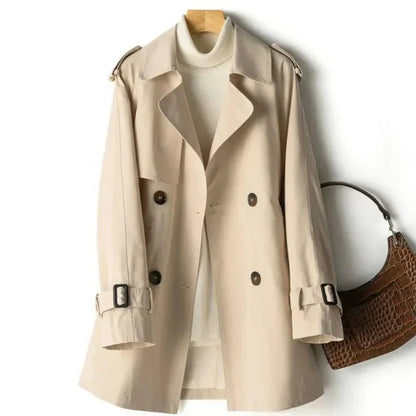 Women's trench coat – double-breasted with tie belt & tailored fit