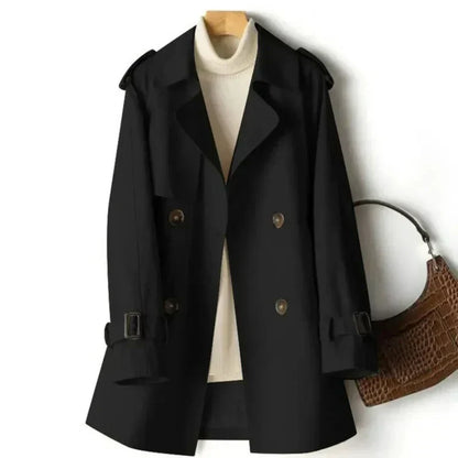 Women's trench coat – double-breasted with tie belt & tailored fit