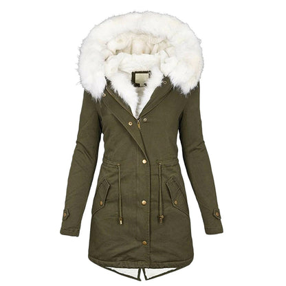 Women's winter jacket with hood – warm & stylish with button details