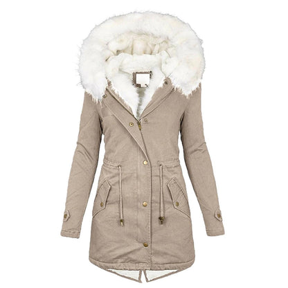 Women's winter jacket with hood – warm & stylish with button details