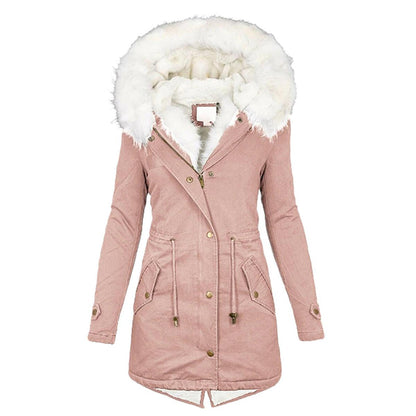 Women's winter jacket with hood – warm & stylish with button details