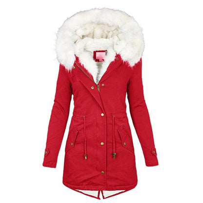 Women's winter jacket with hood – warm & stylish with button details