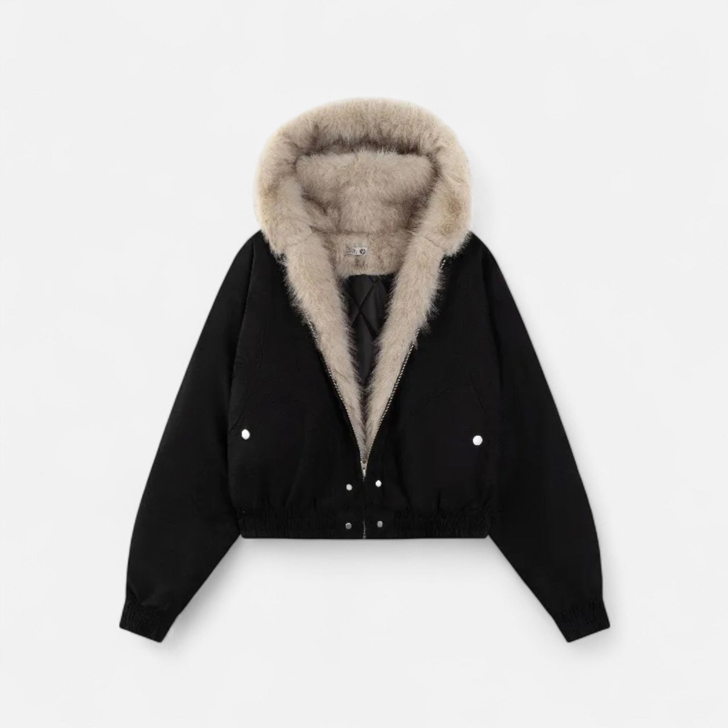 Women's winter coat with hood – vintage style with fur collar