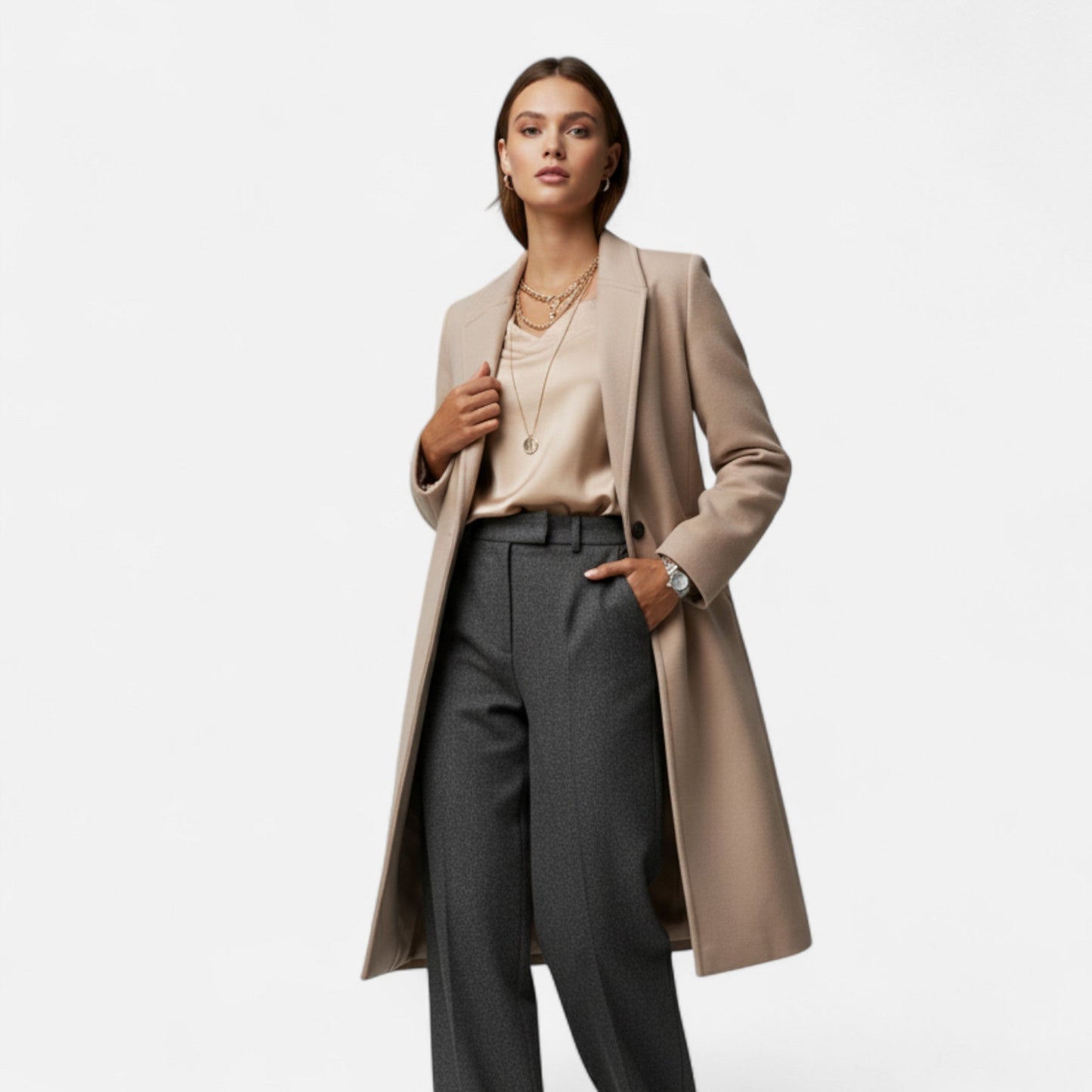 Women's winter coat – with lapel collar and elegant fit