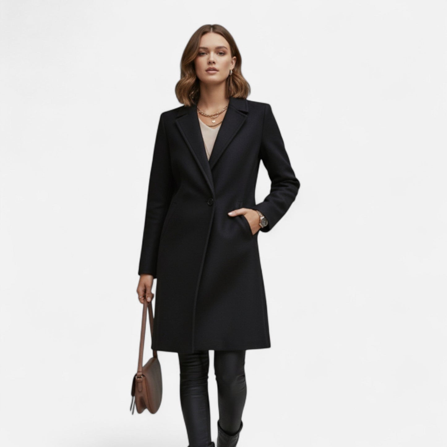 Women's winter coat – with lapel collar and elegant fit