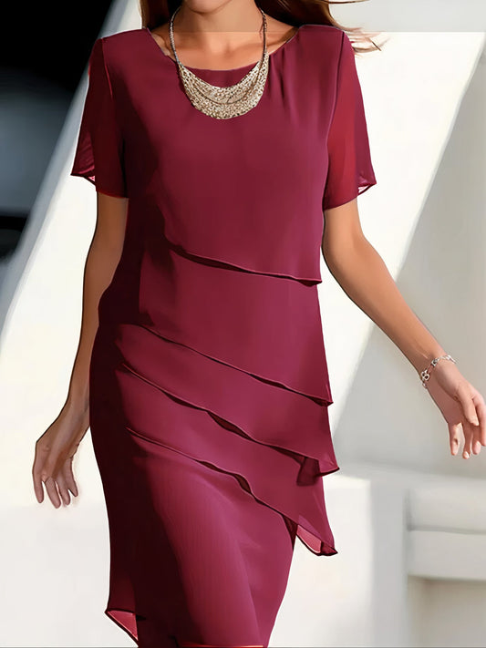 Daria | Gestuftes Damen-Chiffonkleid | Anmutig, elegant & vielseitig